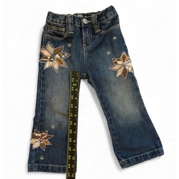 BABY GAP Girls 2t Fair Isle EMBROIDERED Denim Toddler Nordic Winter star Pants - Picture 9 of 9